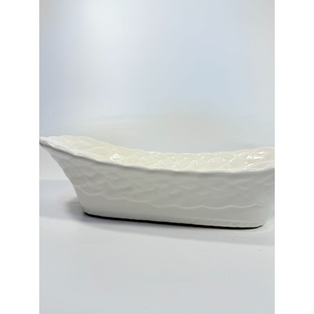 Ironstone White Serving Dish Bowl Oblong Braided Band Vintage Japaan Ceramic - Picture 9 of 16
